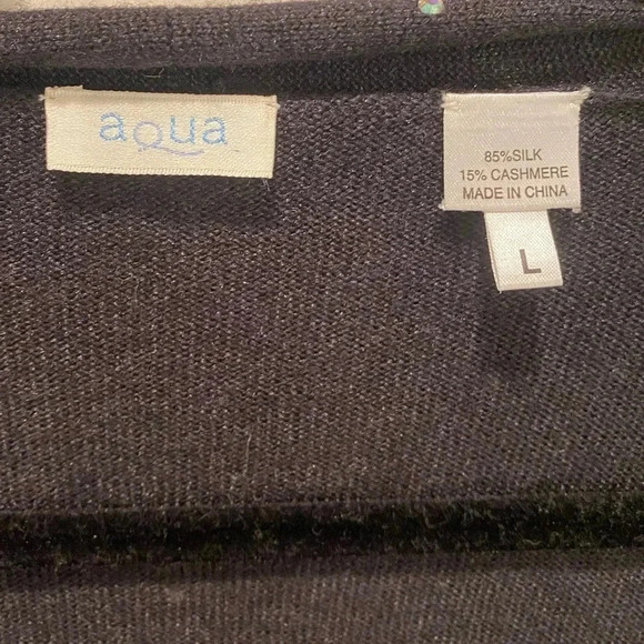 Aqua Women’s Stunning Silk/Cashmere Gemstone Black Cardigan Wrap Like New. Large - Picture 2 of 8